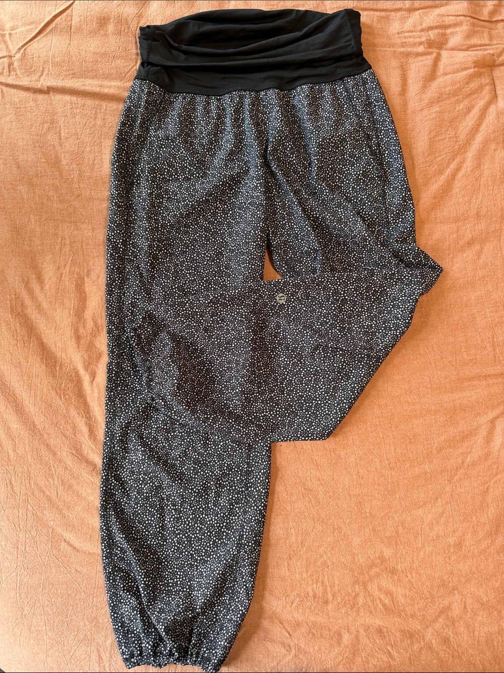 lululemon athletica Black Joggers with White Dot Print